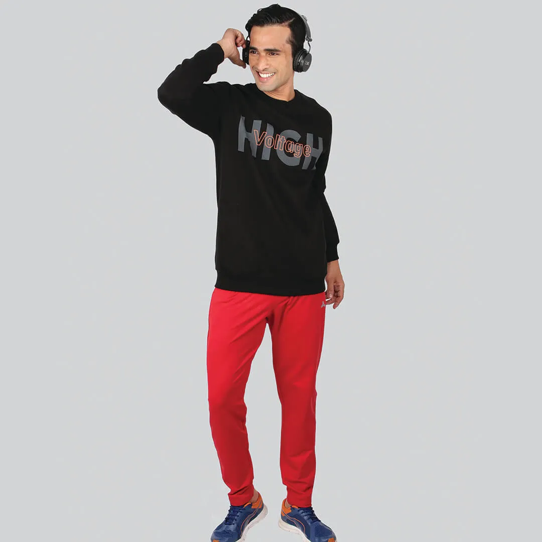 Crew Neck Graphic Print SweatShirt - Black