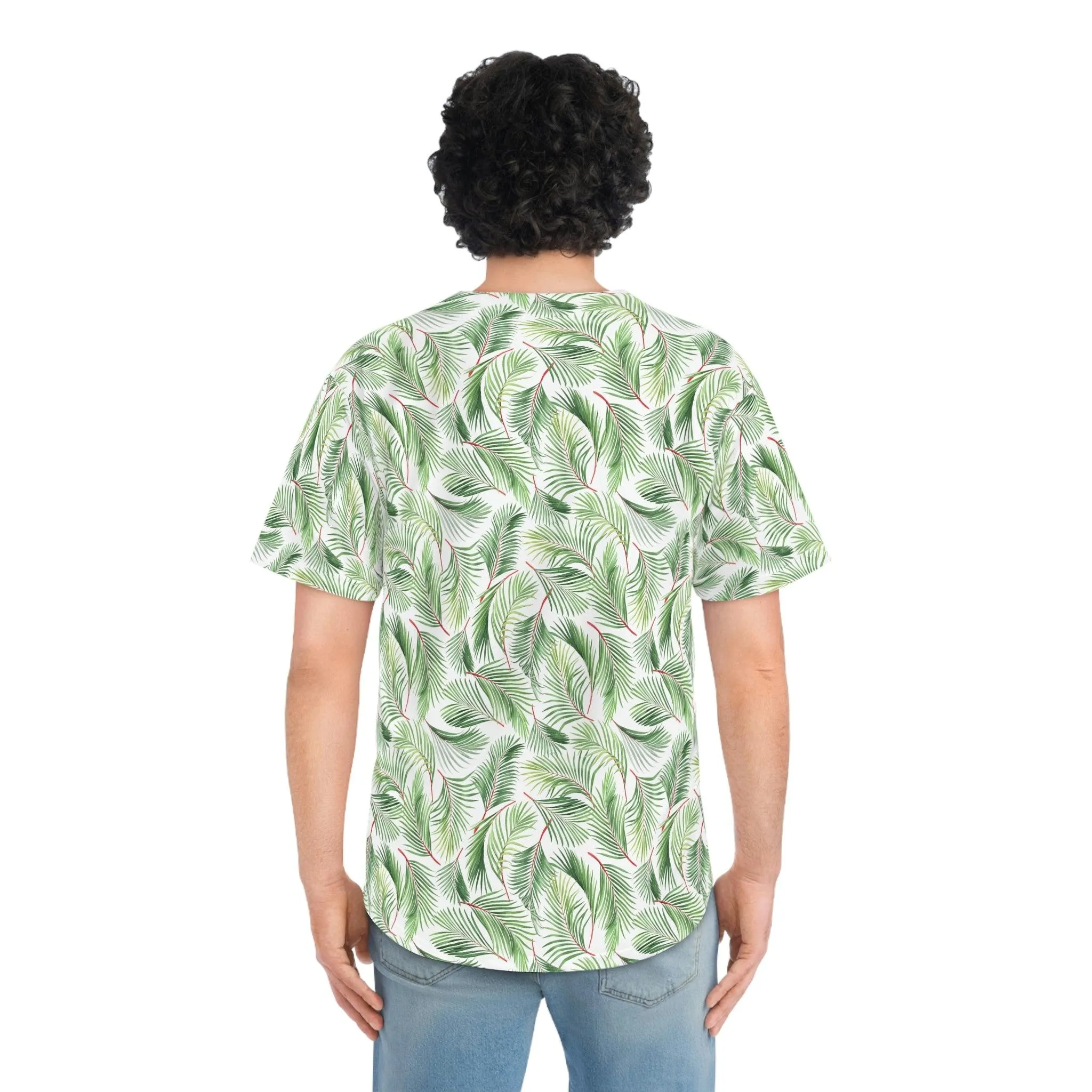 Customizable Green Foliage Men's All-Over Print Baseball Jersey