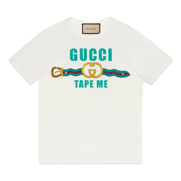 GUCCI Tape Me Cotton Jersey Tee 'White', white