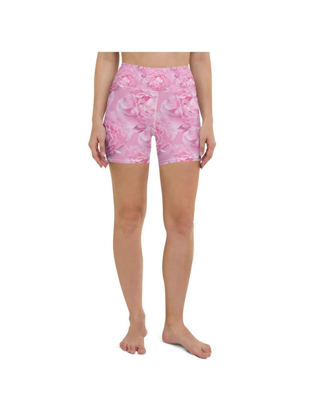 Peony Flower Yoga Shorts