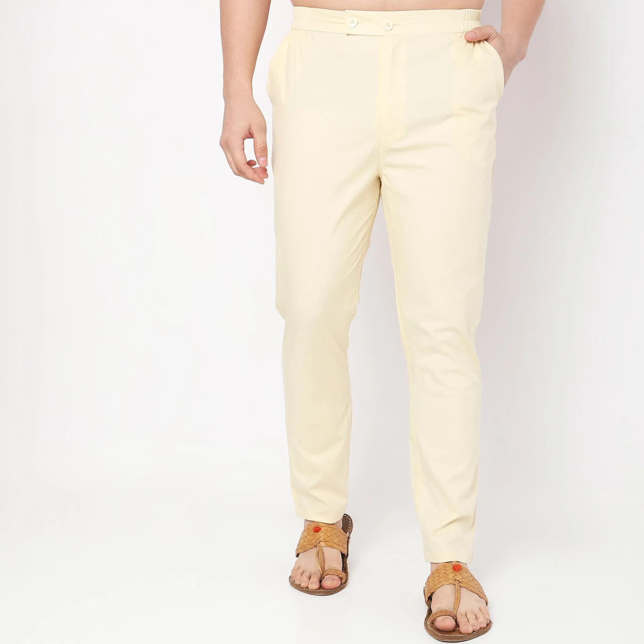 Perfect Ethnic Pants to Pair with Kurtas and Kurta-Shirts - Slim Fit Mid Rise Trousers
