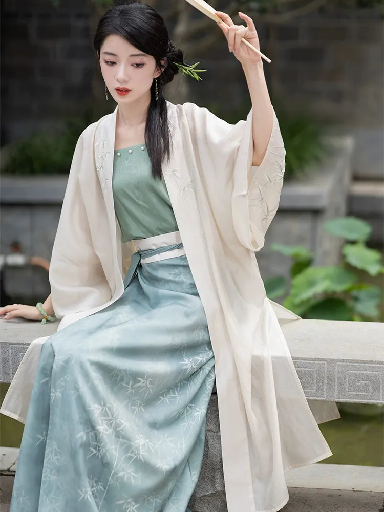 Song Dynasty Heavenly Silk Long Shirt, Cotton Hanging Strap Spinning Skirt